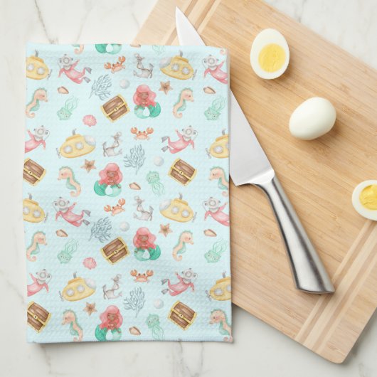海中で キッチンタオル (四つ折り)