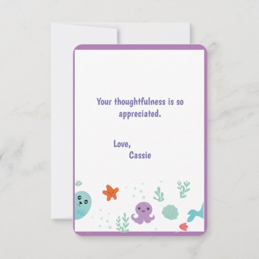 海中で サンキューカード (裏面)