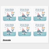 海中で |ホエールバルーンビーチ子供の誕生日 スクエアシール (シート)