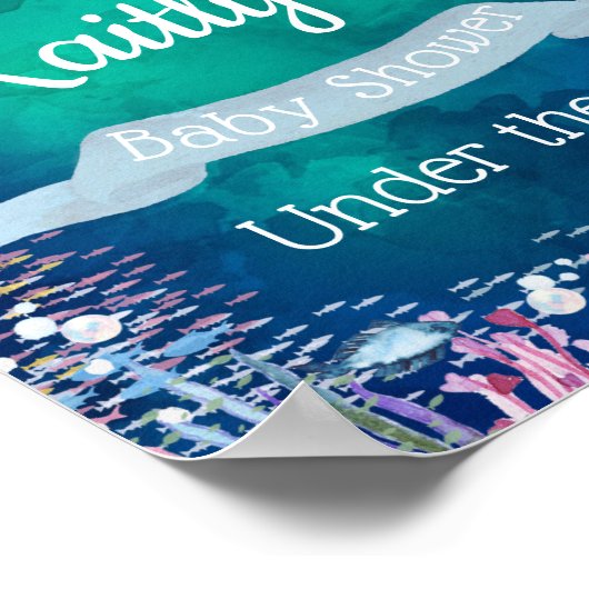 海中で |海をテーマにしたベビーシャワーへようこそ ポスター (角)