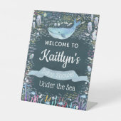 海中で |海をテーマにしたベビーシャワーへようこそ 台座サイン (正面)