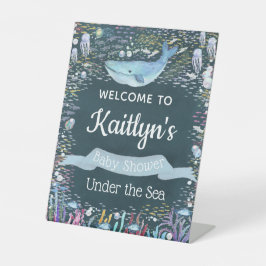 海中で |海をテーマにしたベビーシャワーへようこそ 台座サイン