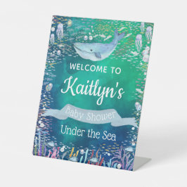 海中で |海をテーマにしたベビーシャワーへようこそ 台座サイン
