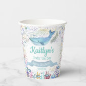 海中で |海をテーマにしたベビーシャワー 紙コップ (正面)