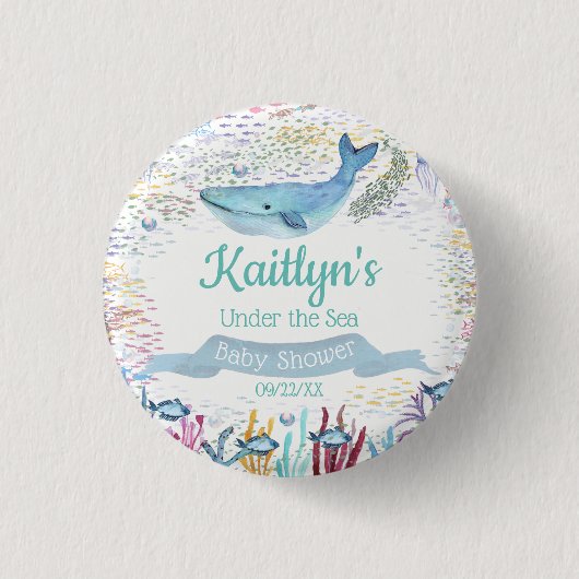 海中で |海をテーマにしたベビーシャワー 缶バッジ (正面)