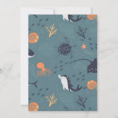 海中で |海動物少年の誕生日パーティー 招待状 (裏面)