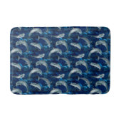 海中のイルカと魚の泳ぎ バスマット (正面)