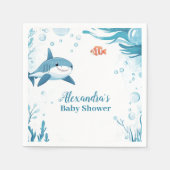 海中のサメ海 スタンダードカクテルナプキン (正面)