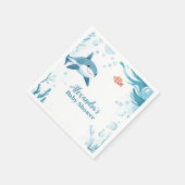 海中のサメ海 スタンダードカクテルナプキン (角)