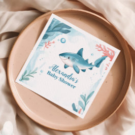 海中のサメ海 スタンダードカクテルナプキン