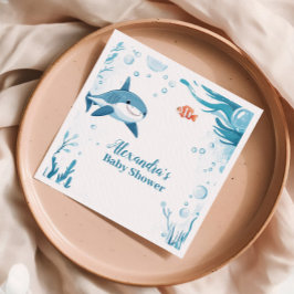 海中のサメ海 スタンダードカクテルナプキン