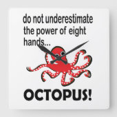 海中のタコおもしろいコ スクエア壁時計 (正面)