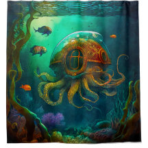 海中のタコ潜水艦