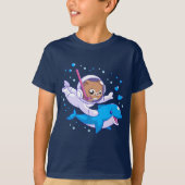 海中のネコとイルカ Tシャツ (正面)