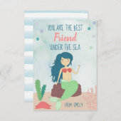 海中のマーメイド・ヴァレンティ子供へンズ・デイ・カード サンキューカード (正面/裏面)