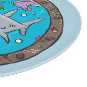 海中のユーモラスな海洋生物の漫画イラスト カッティングボード (角)