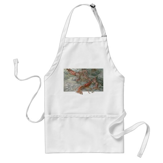 海中のロブスターの群れ、ビンテージ アールヌーヴォー スタンダードエプロン (正面)