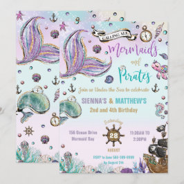 海中の人魚と海賊の共同誕生日 招待状