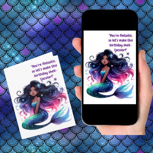 海中の人魚の写真の誕生日グリーティングカード カード