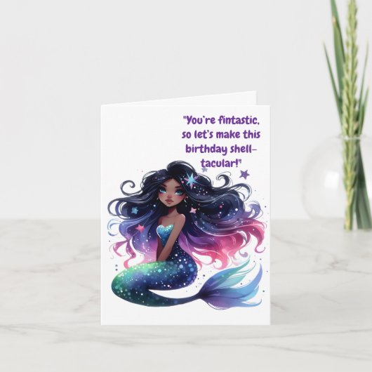 海中の人魚の写真の誕生日グリーティングカード カード (正面)