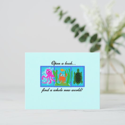 海中の冒険A本を開く ポストカード (スタンド正面)