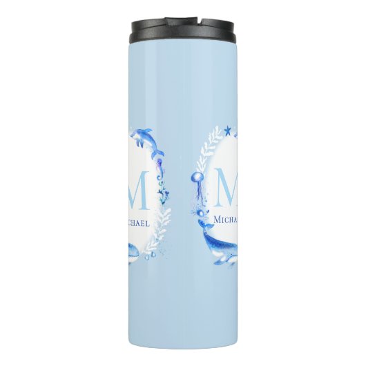 海中の動物の航海のビーチ贈り物パーソナライズされた タンブラー (裏面)