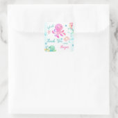 海中の女の子誕生日ありがとうステッカー スクエアシール (バッグ)