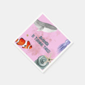 海中の子供の誕生日航海のパーティーピンク スタンダードカクテルナプキン (角)