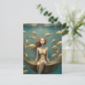 海中の幻想的な女性の入浴 ポストカード (スタンド正面)