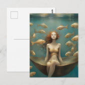 海中の幻想的な女性の入浴 ポストカード (正面/裏面)