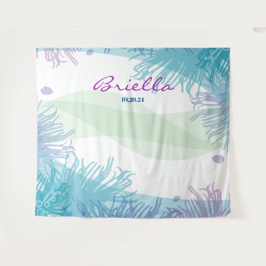 海中の水景写真撮影用背景 タペストリー (正面(横))