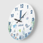 海中の海洋動物 ラージ壁時計 (傾斜)