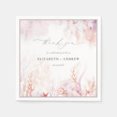 海中の海藻 | 貝殻の水彩結婚式 スタンダードカクテルナプキン (正面)