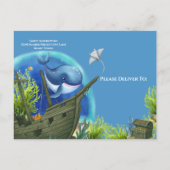 海中の海賊ボーイ熱帯魚誕生日 インビテーションポストカード (裏面)