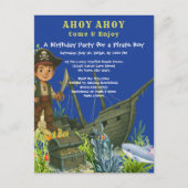 海中の海賊ボーイ熱帯魚誕生日 インビテーションポストカード (正面)