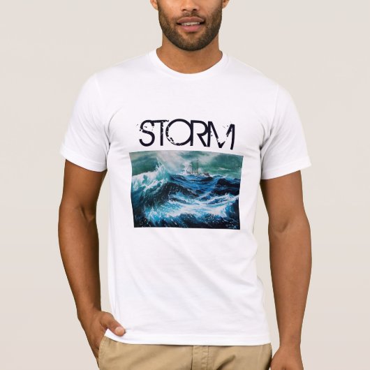 海中の船Storm Navy Blue Tシャツ (正面)