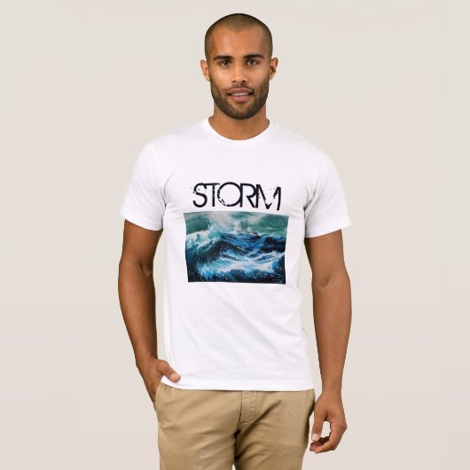 海中の船Storm Navy Blue Tシャツ (正面フル)