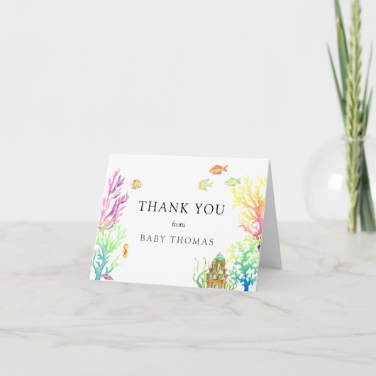 海中の赤ちゃんシャワーありがとう サンキューカード (正面)