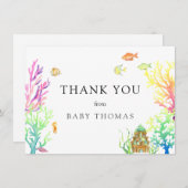 海中の赤ちゃんシャワーありがとう サンキューカード (正面/裏面)