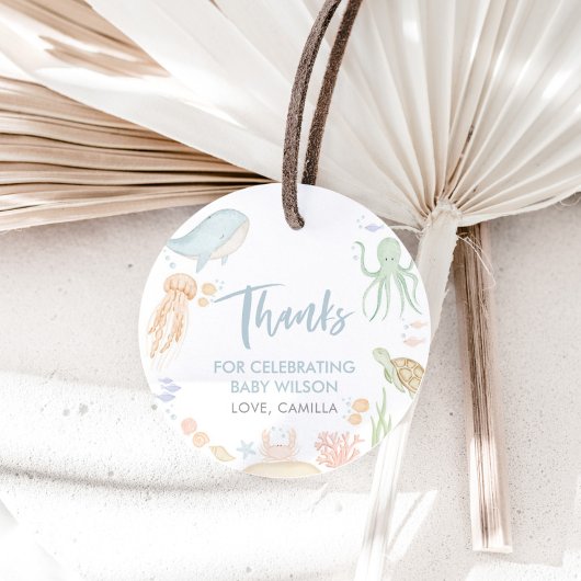 海中の赤ちゃんシャワーありがとう フェイバータグ