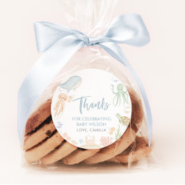 海中の赤ちゃんシャワーありがとう ラウンドシール