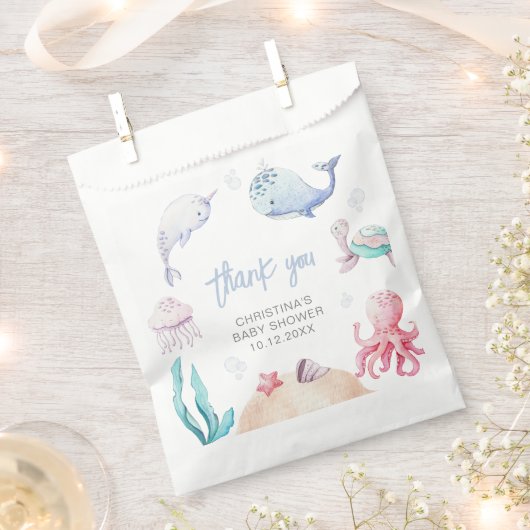 海中の赤ちゃん航海ののシャワーバッグ フェイバーバッグ (クリップ留めされた状態)