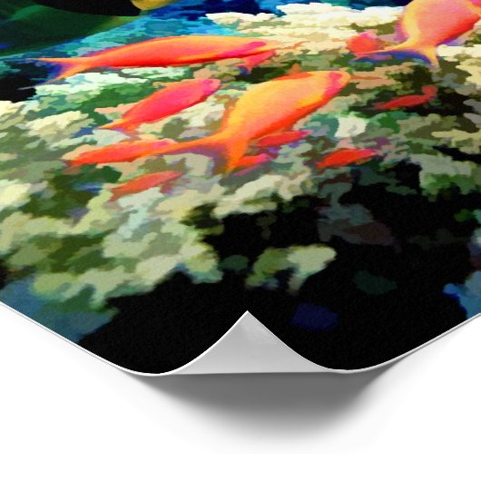海中サンゴと熱帯魚 ポスター (角)