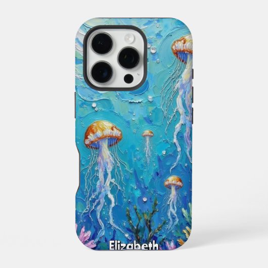 海中バレエ:海に浮かぶ鮮やかクラゲ iPhoneケース (裏面)