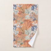 海中プリント無地の付きアプリコット バスタオルセット (ハンドタオル)