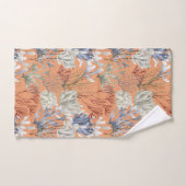 海中プリント無地の付きアプリコット バスタオルセット (ハンドタオル)