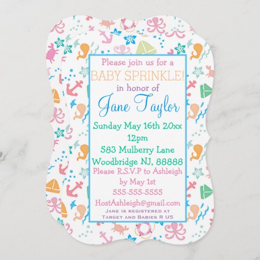 海中ベビー 招待状 (正面/裏面)