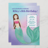 海中人魚の誕生日パーティーの招待状 招待状 (正面/裏面)