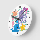 海中冒険 ラウンド壁時計 (傾斜)