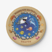 海中動物かわいい漫画海パーティー ペーパープレート (正面)